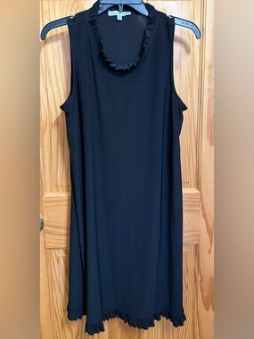 Annalee + Hope Black Sleeveless Shift with Ruffle Trim